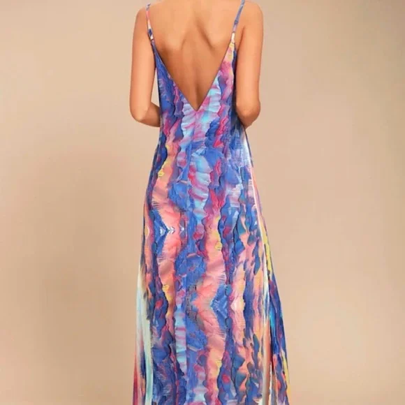 Lulu's Vibrant Blue and Multicolor Maxi Dress - Picture 2 of 6